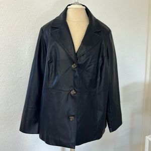 Dennis Basso Faux Leather Blazer Jacket